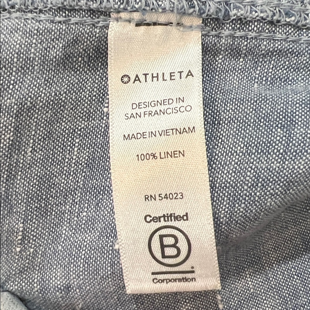 Athleta Light Blue Linen Wide-Leg Drawstring Pants - Picture 5 of 6
